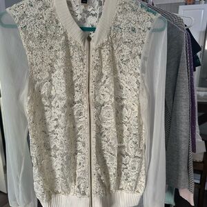 Elegant White Lace Women's Sweater